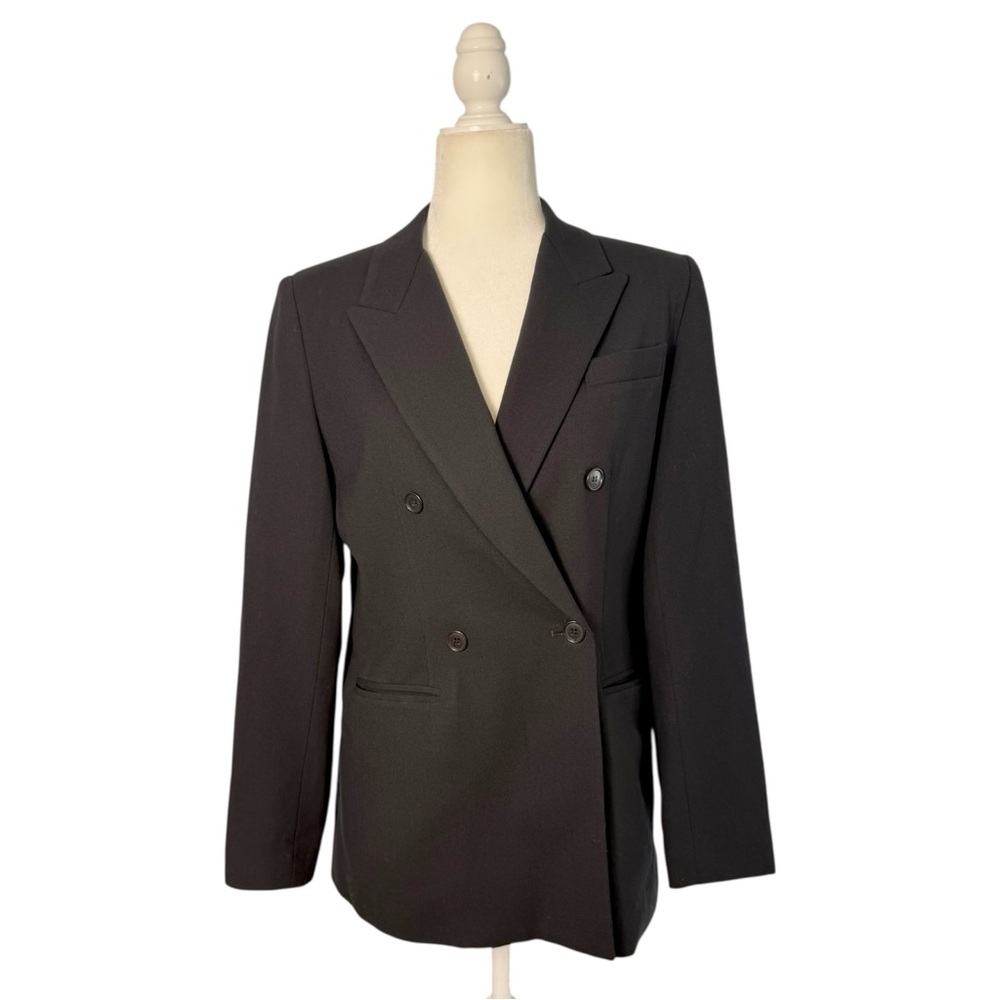 Vintage Saks Fifth Avenue Folio Double Breasted Wool Black Blazer Women’s 10